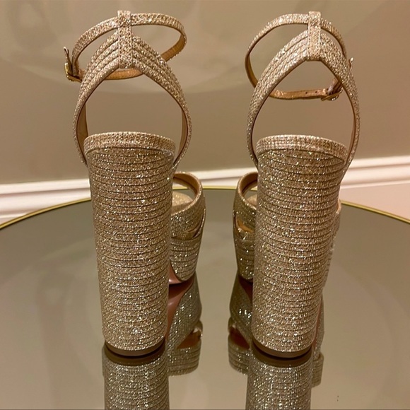 Aquazzura Sundance 140 Glitter Platform Sandals sz 39 - Picture 7 of 16